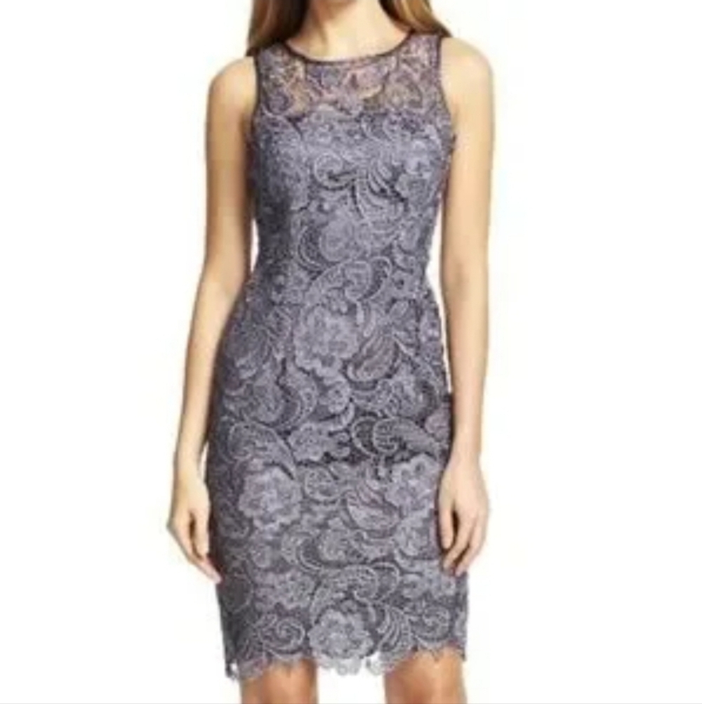 Cache Lace Overlay Sleeveless Cocktail Dress